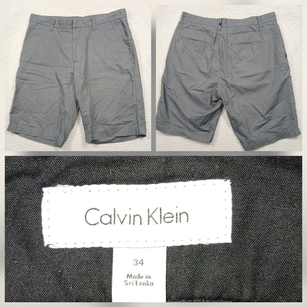 Calvin Klein Shorts Men 34 Gray Dot Print Casual Lightweight